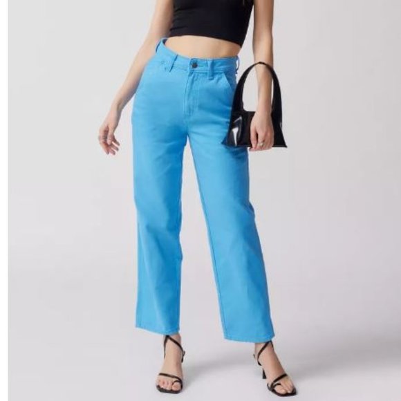 NWT Dickies Canvas High-Rise Carpenter Sky Bright Blue Pant Jeans - Picture 1 of 11